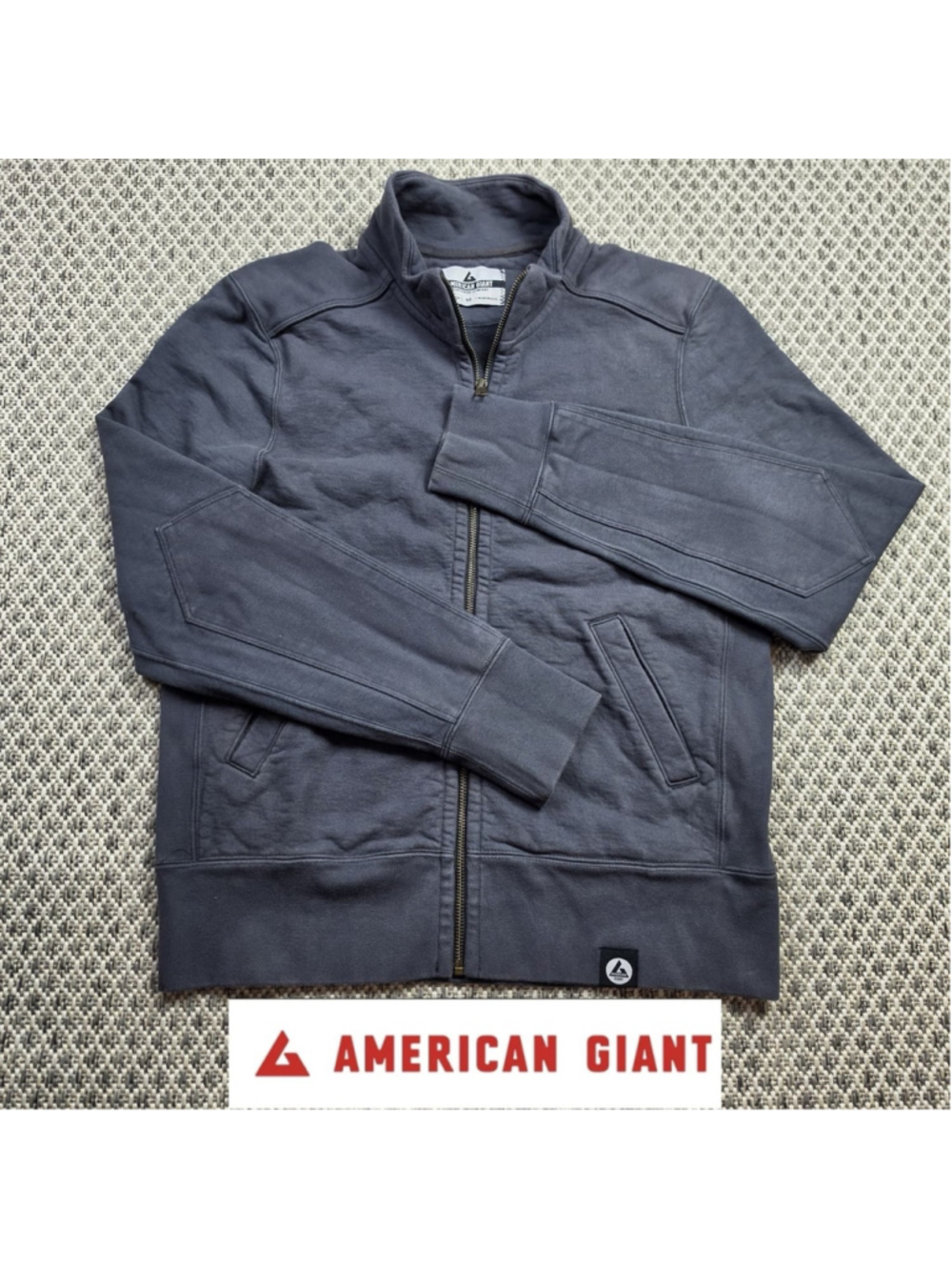 American Giant Moto Full Zip Jacket Mens M Heavyweight Cotton Made USA Gray